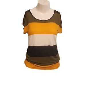 [Sweet Wanderer] Scoop Neck Striped Blouse - Size XL